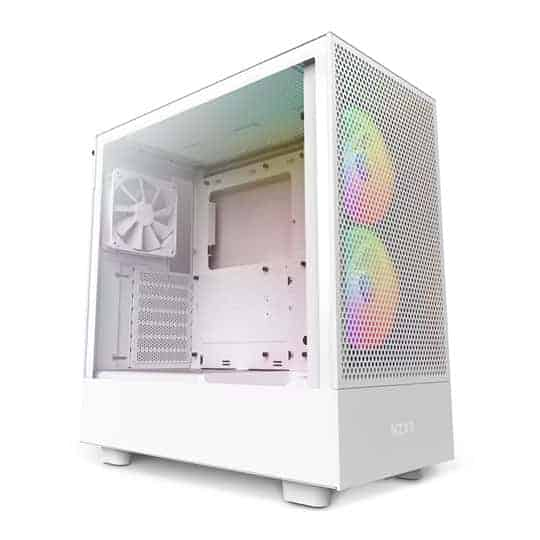 NZXT H5 Flow RGB White Mid Tower Tempered Glass Gaming Case